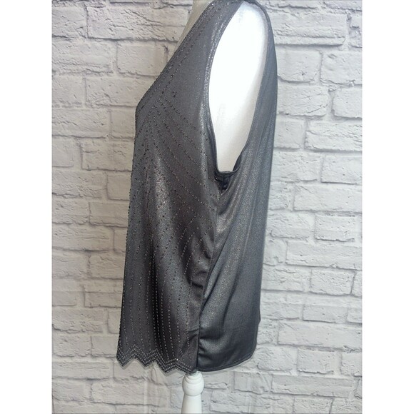 Dressbarn Collection Women’s Grey Silver Sequin Beaded Dressy Cami Top Size 1X - Picture 4 of 8